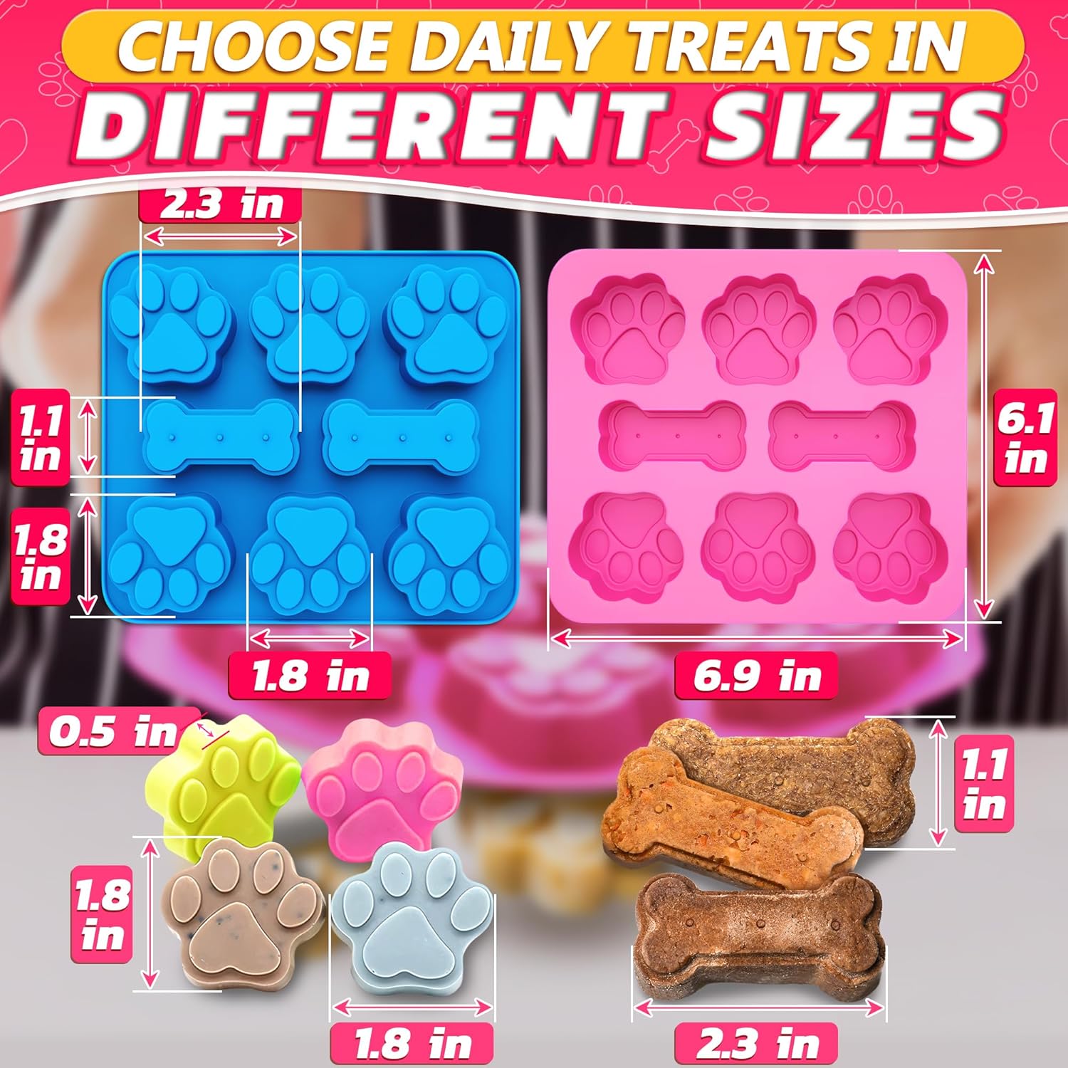 2 Pcs Dog Treat Molds Silicone - đánh giá và giá Peanut Butter Snack