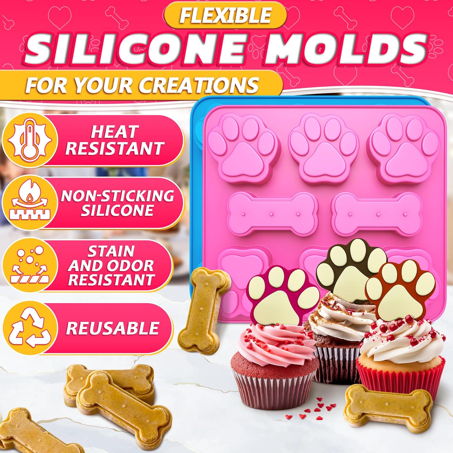 2 Pcs Dog Treat Molds Silicone - đánh giá và giá Peanut Butter Snack