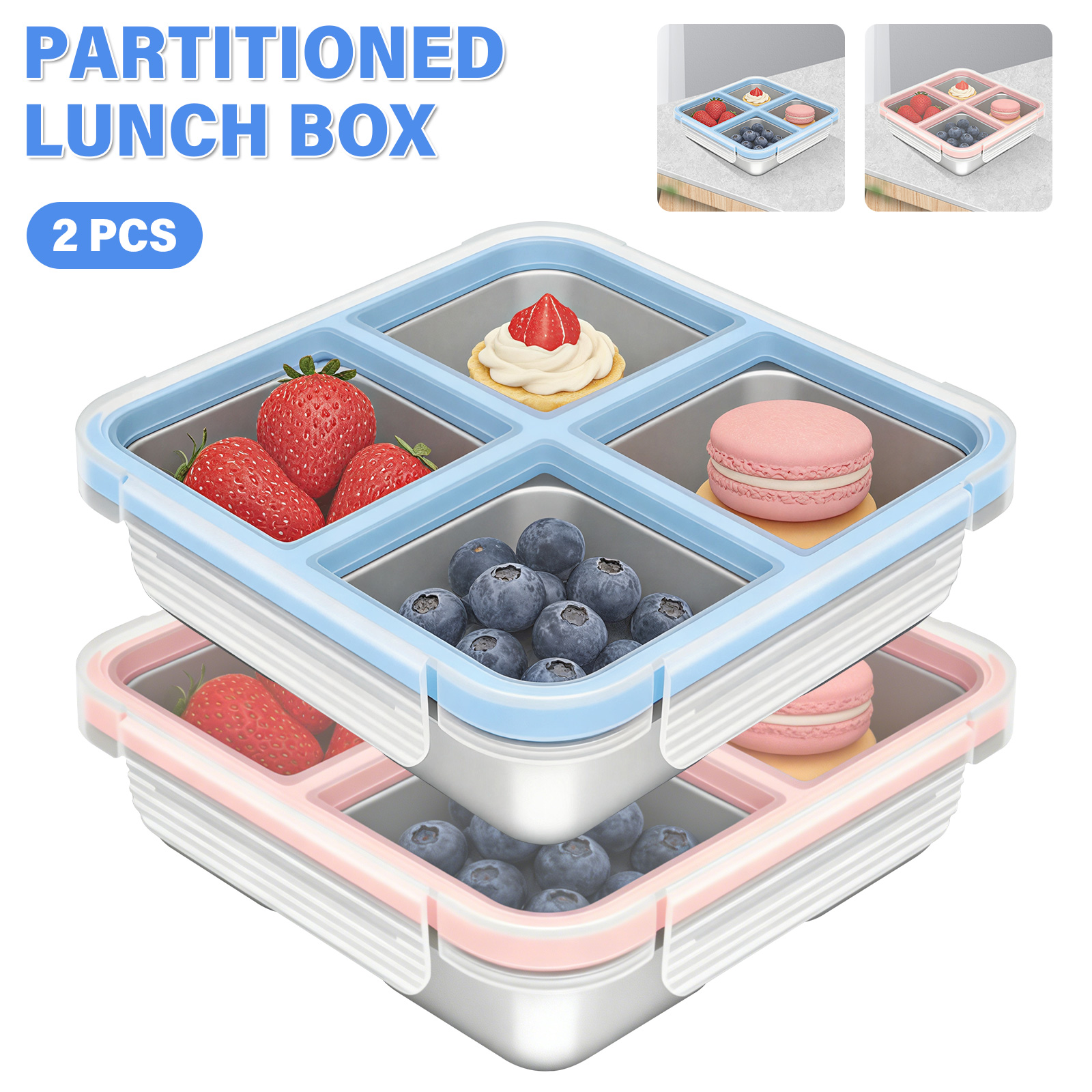 2 Pcs Stainless Steel Snack Bo - đánh giá và giá Food Snacks For School