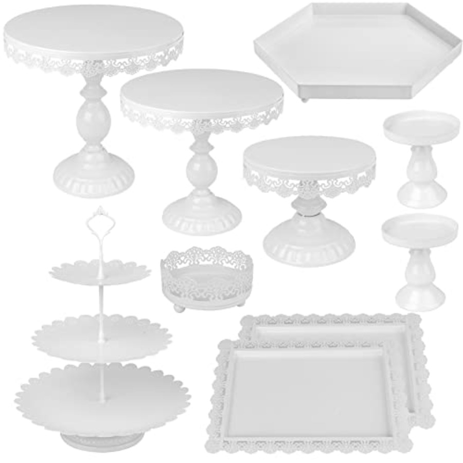 Set of 10 Metal Cake Stands, C - đánh giá và giá Food Snacks For Baby Shower