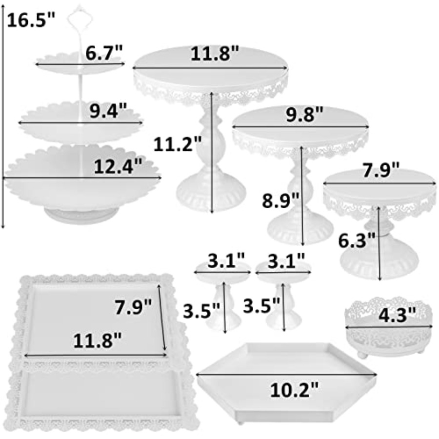 Set of 10 Metal Cake Stands, C - đánh giá và giá Food Snacks For Baby Shower