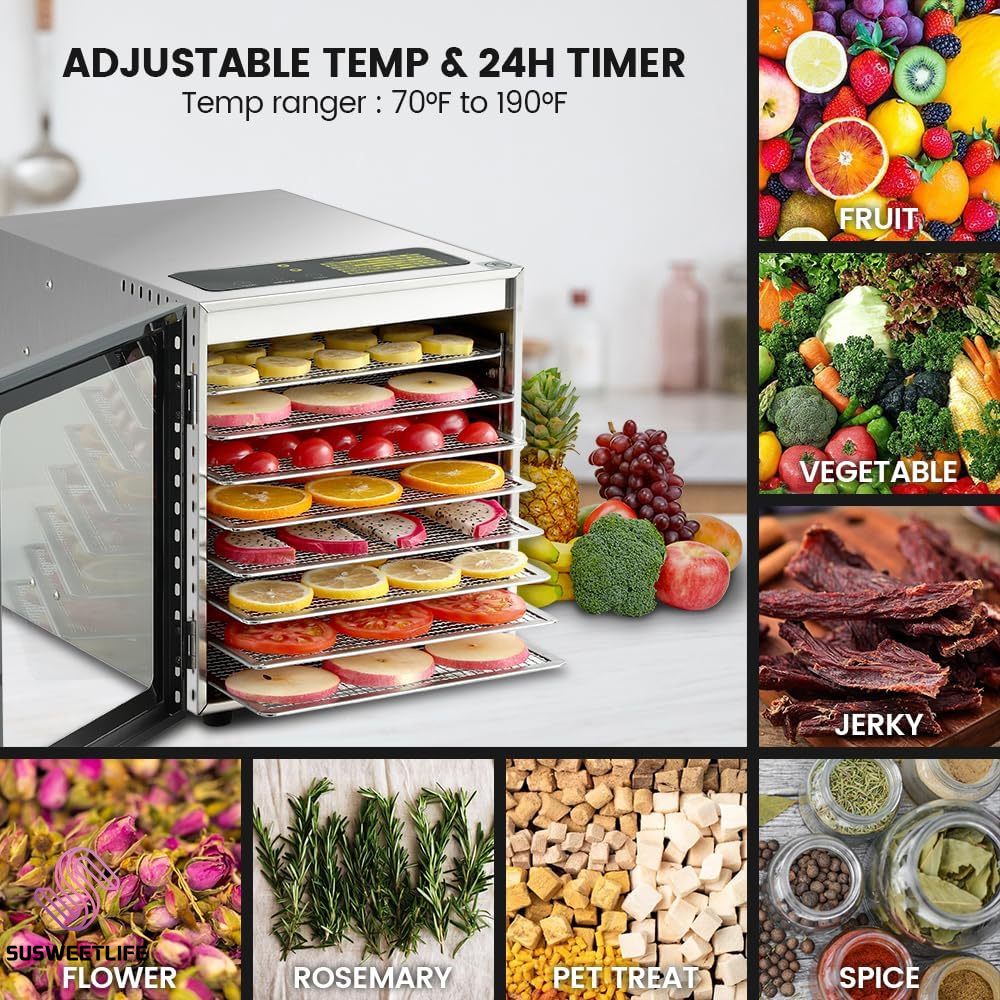 500W 8-Tray Large Capacity Foo - đánh giá và giá Food Dehydrator Snacks