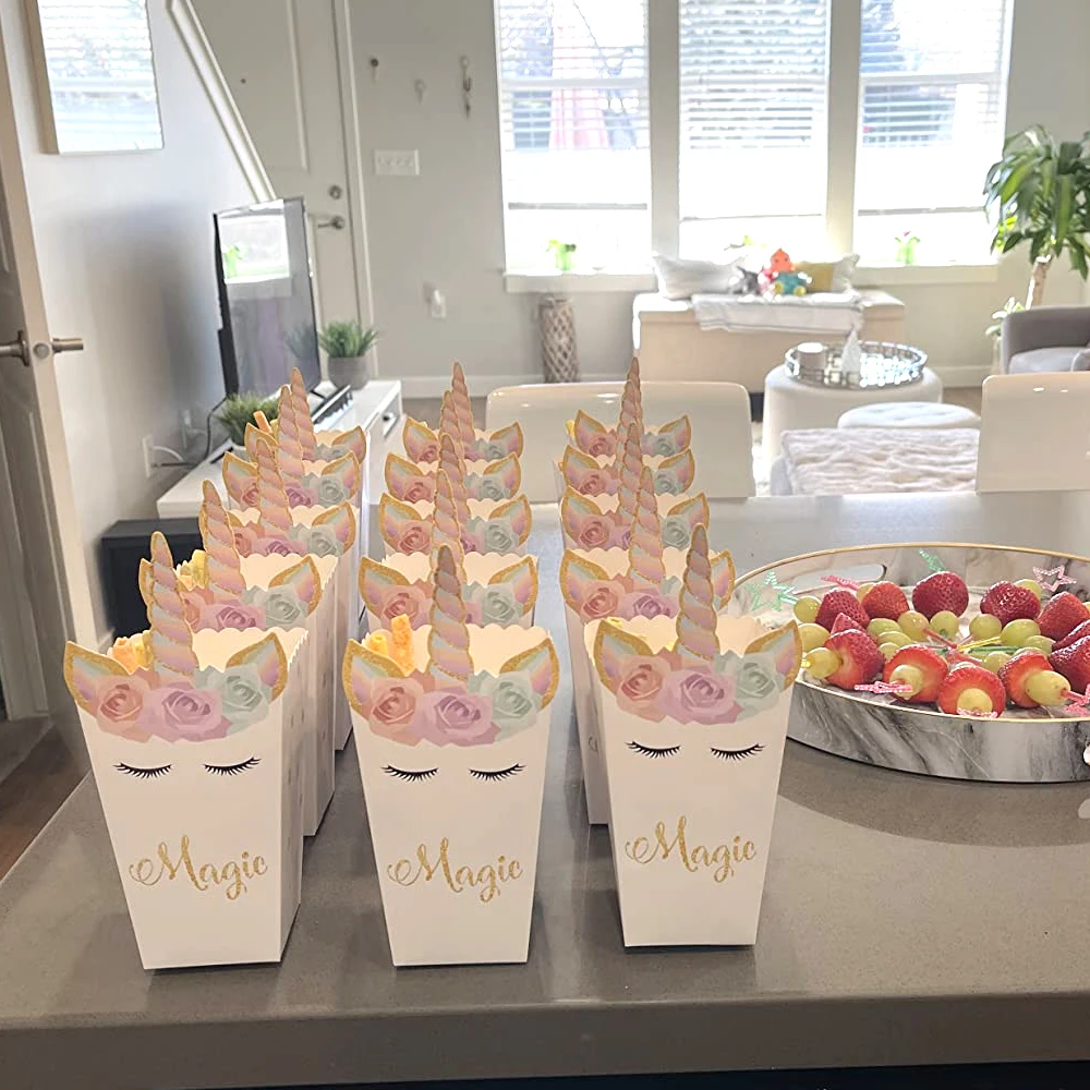 6/12pcs Unicorn Popcorn Box Un - đánh giá và giá Food Snacks For Baby Shower