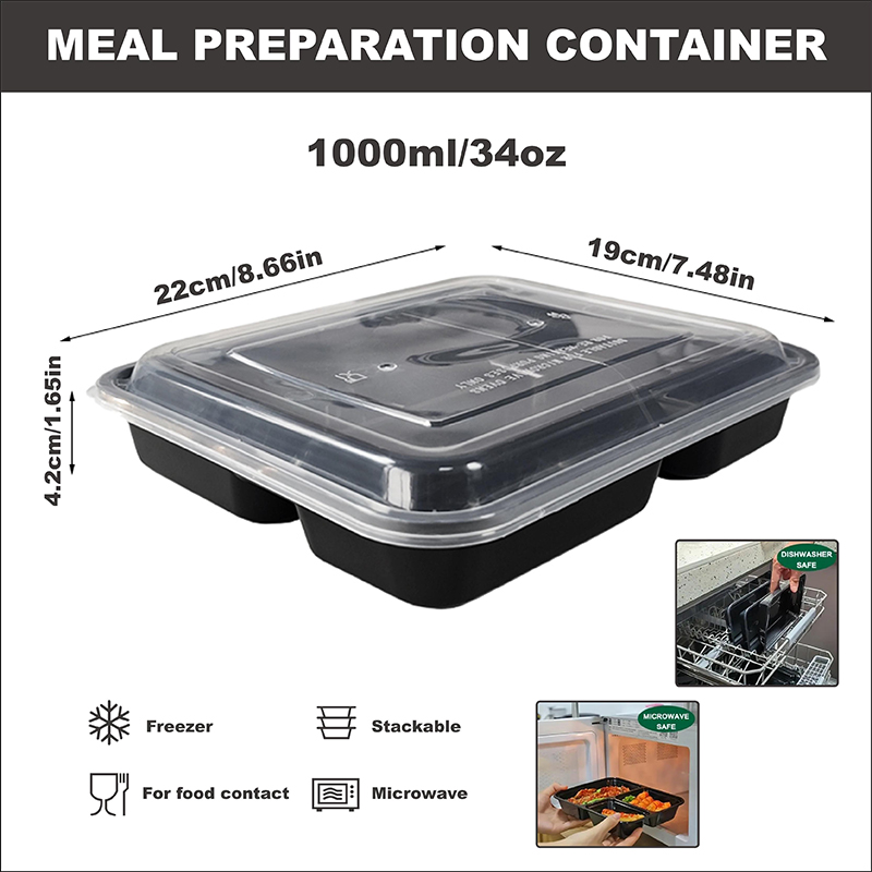 3-Compartment 34 Oz/1000 Ml, 1 - đánh giá và giá Food Snacks For School